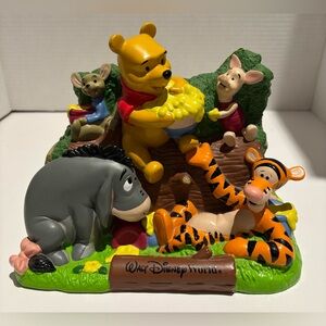 Vintage WINNIE THE POOH Tigger Eeyore Piglet Kanga & Roo PVC Coin Bank Disney